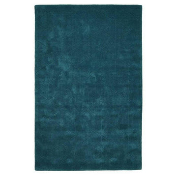 Kasbah KB2025 Modern Plain Geometric Hand-Carved Block Lines Wool Jewel Green Rug-Think Rugs-Rug Love - The Most Loved Rug Store